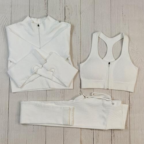 Woman Workout Clothing Set Drawstring Fitness Suit Yoga Set Zipper Crop Top Bra Sport Wear Women Fitness Sportswear Gym Clothes