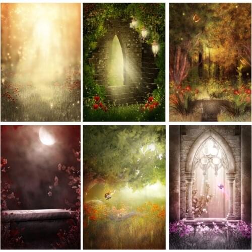 Vinyl Custom Dream Forest Castle Fairy Tale Children Photography Backdrops Prop Photo Background 2158 TTW-05