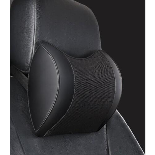 Free charge breathable leather car head pillow waist memory cotton car neck pillow seat support four seasons fit most cars
