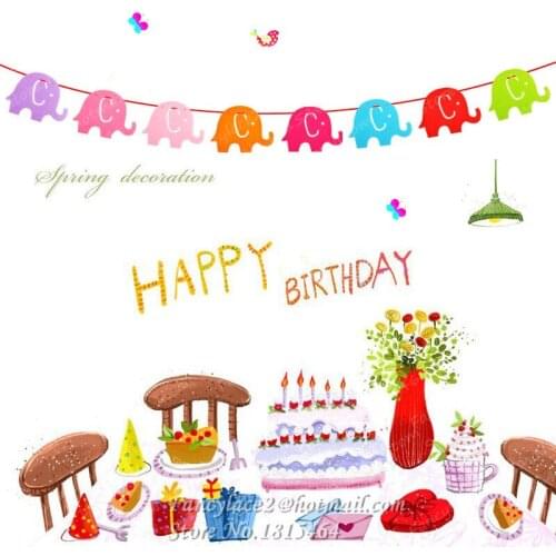 1set Baby birthday decoration arrangement color non-woven small elephant cloth kindergarten school teacher cartoon decoration