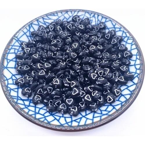 100pcs/lot 6mm Black Heart-Shaped Acrylic Transparent Beads Spacer Loose Beads For DIY Jewelry Making Necklace Accessorie#11