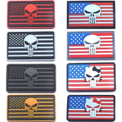 3D PVC Plastic Square American Flag Chapter Cloth label Badge Patch Tactics Morale Chapter Stickers Armband 8*5cm