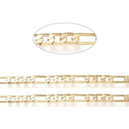 5m/roll 5.5mm wide Brass Curb Chains Figaro Chains Soldered Link Chain for Jewelry Making DIY Bracelet Necklace Accessories