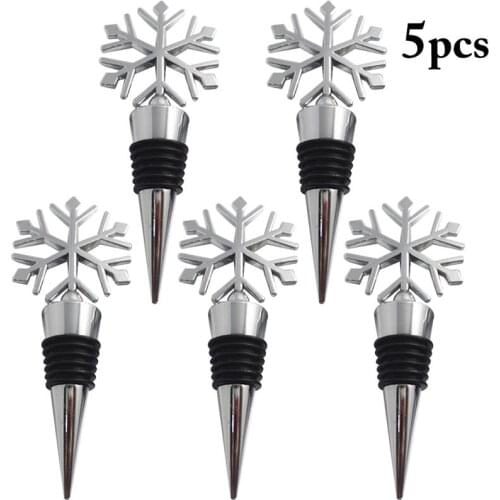 5pcs/set Wine Stopper Christmas Wine Stopper Creative Snowflake Bottle Stopper Wine Preserver Bar Tools Accessories