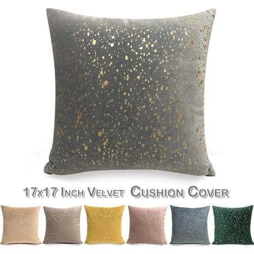 Velvet Square Pillow Cover Gold Stamping Dots Sofa Pillow Cases Cushion Cover Decoration Home Square Cushion Cover Protector D30
