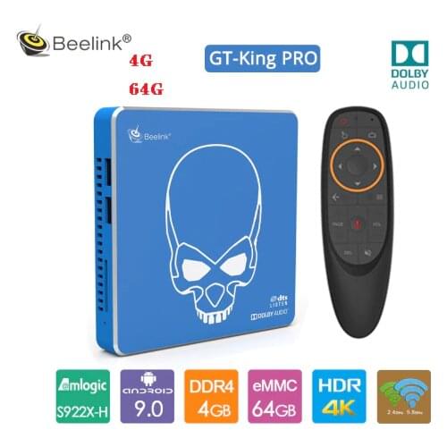 Beelink GT-KING PRO Amlogic S922X-H Smart Android 9.0 TV Box 4GB DDR4 64GB ROM Dolby Audio DTS Listen 4K HD Hi-Fi Media Player