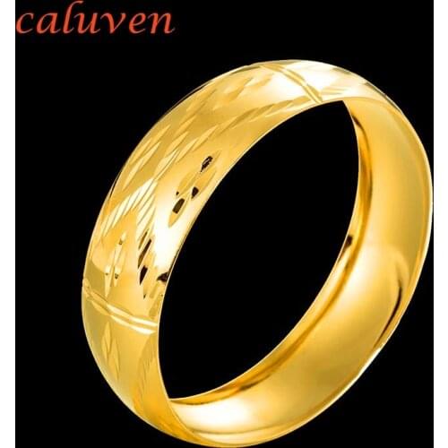Gold Color Bangle Trendy Grid Style Bracelets&Bangles Big Size Cuff Bracelets New Fashion Jewelry for Women/Men