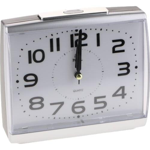 Non Ticking Silent Quartz Analog Bedsides Alarm Clock with Nightlight and Snooze Beep Alarm Clock Battery Operated