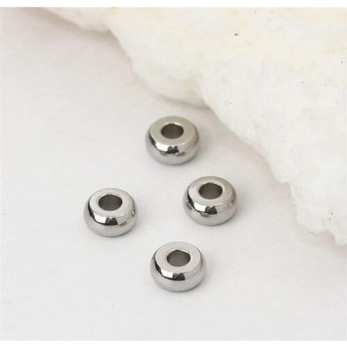 50 PCs Stainless Steel Spacer Bead Round Silver Color For Jewelry Making DIY Bracelet Necklace Accessories 4mm Dia., Hole: 1.6mm