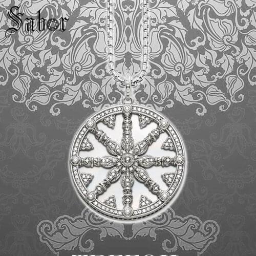 Link Chain Necklace White Wheel Colar Fashion silver color Jewelry Asia Ethnic Gift For Men Women Boy 2019 New thomas