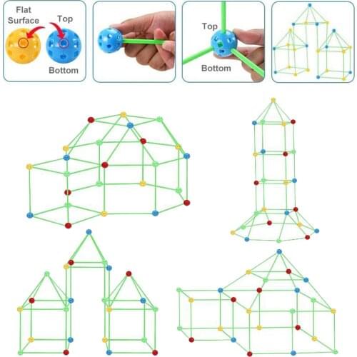 DIY Kids Fort Building Kits Ultimate Gift Plastic Building Castles Tunnels Teepee Hideaway Puzzle Toy Indoor Outdoor Activity