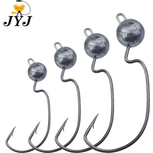 JYJ Exposed Lead Jig Head 10 pcs 3.5g 5g 7g 10g Barbed Hook Soft Lure Worm Fishing Hooks, Sharp jig head hook for soft worms