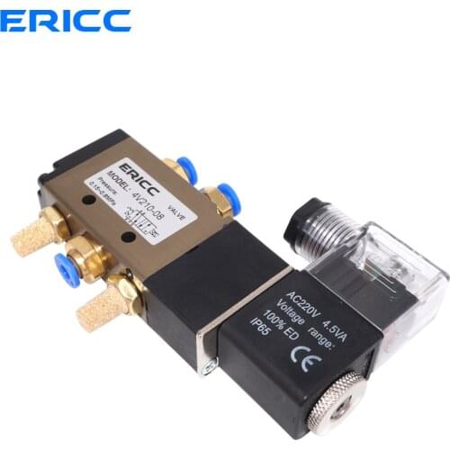 4V210-08Air Solenoid Valve 5 Way Port 2 Position Gas Pneumatic Electric Magnetic Valve 12V 24V 220V port 1/4" Solenoid Valve