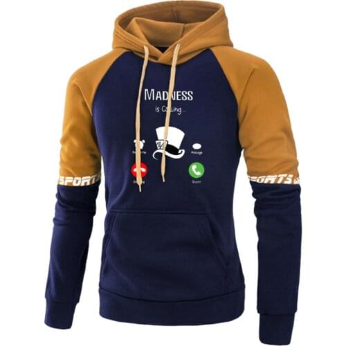 Madness Is Calling Printed Hoodies 2020 Autumn Retro Hooded Sweatshirt Street Raglan Pullover Hip Hop Warm Men Clothing