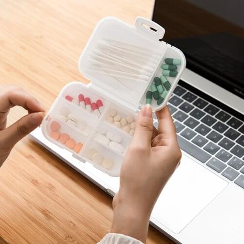 8 Grid New Product Portable Medicine Sealed Box PP Plastic Mini Pill Box Double Layer Large Capacity Clamshell Sealed Pill Box