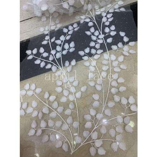 Jo001# April LACE Collection 2021 5yards /lot 3d White lily flower holy floral SAINT offwhite mesh tulle luxury bridal lace