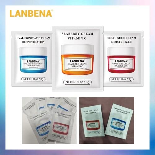 LANBENA Hyaluronic Acid Facial Cream Anti Wrinkle Whitening Moisturizing Anti Aging Vitamin C Serum Acne Treatment Lifting 3g