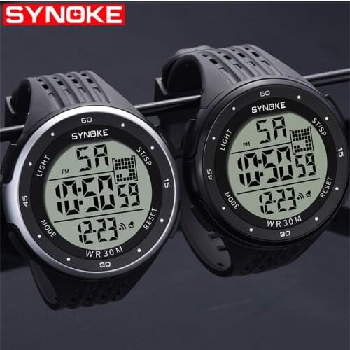 SYNOKE Men Sports Digital Watches LED Display Water Resistant Electronic Wrist Watch Sportwatch Wristwatches Montre Homme
