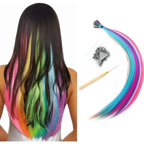Synthetic I Tip Keratin Fusion Hair Extensions Kit Various Colors 16 Inch 20-60 Strands/Pack Keratin Tip Stick Hair Kit For DIY