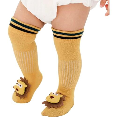 Newborn Baby Girls Boys 3D Cartoon Print Floor Socks Non-Slip Warm Autumn Winter Knee High Leg Warmer Infant Toddler Socks 0-3Y