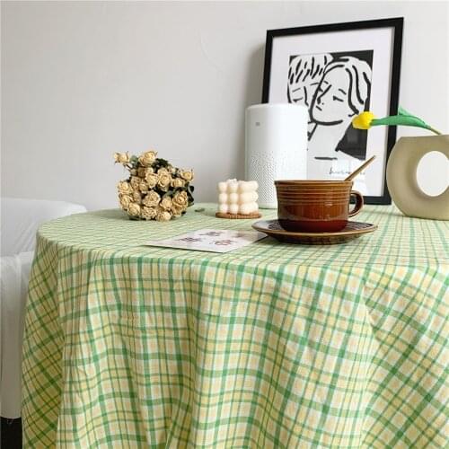 New Fresh Plaid Table Cloth Cotton and Linen Tablecloth Green Table Cover Dining Obrus Tafelkleed mantel mesa nappe