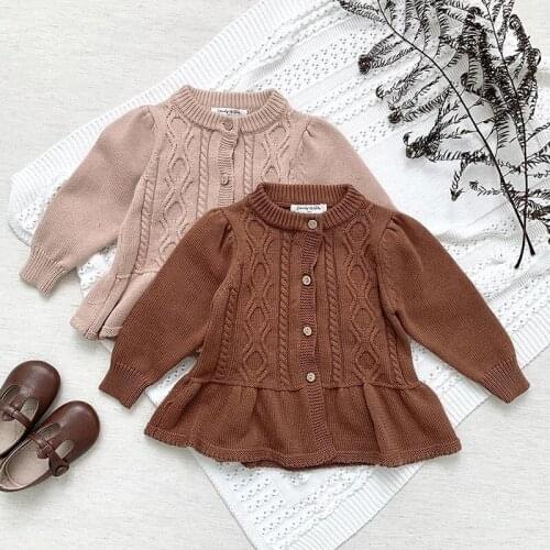 Baby Kids Girls Long Sleeve Pure Color Knit Cardigan Coat Child Girl Autumn Winter Girls Cardigan Outfit Coat Clothes