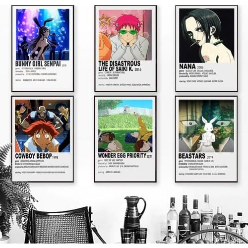 Famous Anime Movie Brief Introduction Poster Wall Art Canvas Painting Nordic Posters And Prints For Living Room Decor