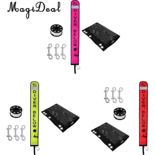 MagiDeal Professional Safety Scuba Diving Surface Marker Buoy Dive Spool Safety Gear Kit Set Fluo for Underwater Snorkeling