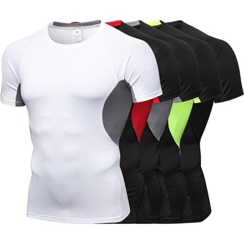 Running Shirts Men Gym Clothing Fitness Tights Sports T Shirt Bodybuilding Rashgard Male Tops Sportswear Skinny ropa deportiva