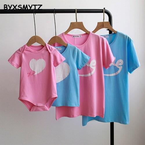 Family Matching Outfits 2021 Summer Baby Boys Girls Clothes Love Short Sleeve T-Shirt Mother Daughter Baby Bodysuit Ropa Bebe