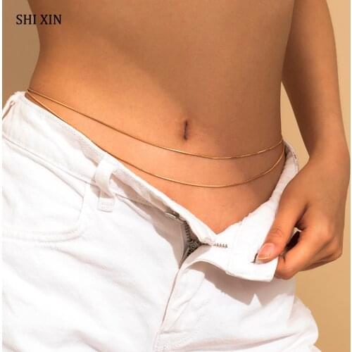 SHIXIN Layered Gold/Silver Color Metal Chain Belt for Women Fashion Waist Belts Female Chains on Jeans Dress Accessories Jewelry