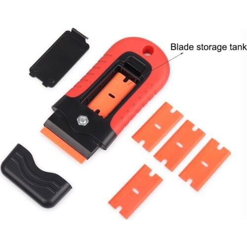 FOSHIO Window Tint Ceramic Glass Oven Paint Razor Scraper+5pcs Blade Car Sticker Film Glue Remover Household Cleaning Squeegee