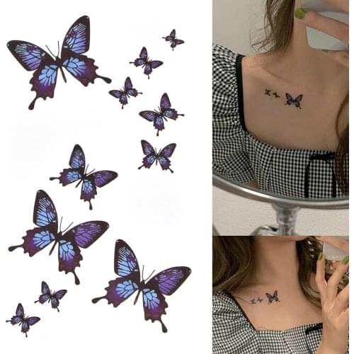 Butterfly Fake Tatto Small Waterproof Temporary Tattoo Sticker Flash Tatoo Leg Arm Hand Foot Clavicle Tatouage for Girl Women