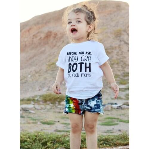 They Are Both My Real Mums T-shirt Kids Baby Cloth Tee Two Mums/moms Family LGBTQ Same Sex Parents Kids Pride Tee Drop Ship