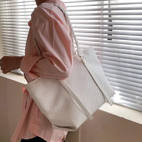 High Quality Women Pu Leather Handbags Large Capacity Shoulder Bags Designer Ladies Weave Tote Bag Fashion Female Messenger Bag