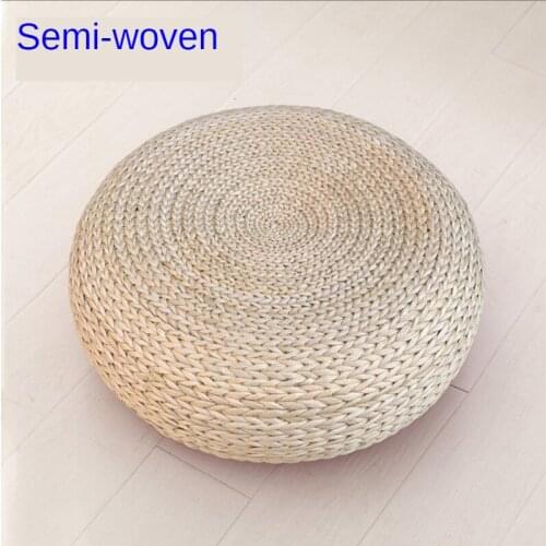 Grass futon Japanese cushion thickened round tea ceremony rattan Rushes are half woven40 50 60cm