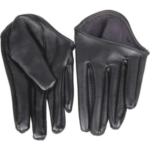 Valink 2017 New Fashion Hot Lady Woman Tight Half Palm Gloves Imitation Leather Five Finger Winter GlovesBlack Female Gloves