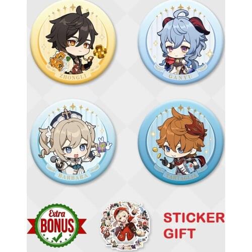 Genshin Impact Chibi Badge Tartaglia Zhongli Barbara Ganyu Fate And Gift Series Game Cosplay Clothes Backpack Decor Gifts