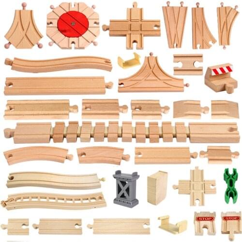 10/8/6PCS New Wooden Railway Train Track Accessories Beech Wooden Train Track Fit For All Brand Wood Tracks Kids Railway Toys