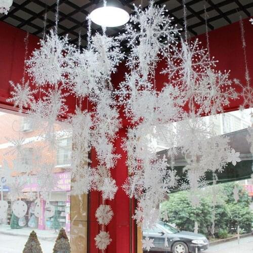 11cm Snowflake Christmas Tree Ornaments Pendant Decoration Plastic Snow Patteren Xmas Home Decor