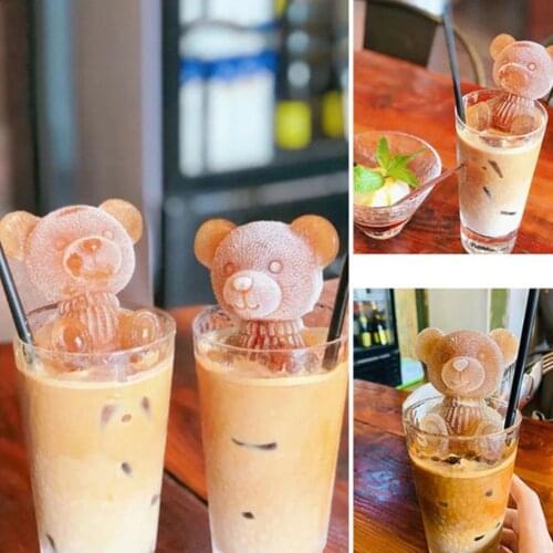 202 Silicone Mold Ice Cube Maker Tray Mold Chocolate Teddy Bear Kitchen Baking Accessories For Drink Coffee Ice Cream Cake Decor