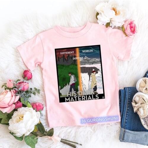 2021 Kawaii His Dark Materials Animals Clothes Graphic Print Girls T Shirts Kids Clothes Harajuku T-Shirts Children Clothing