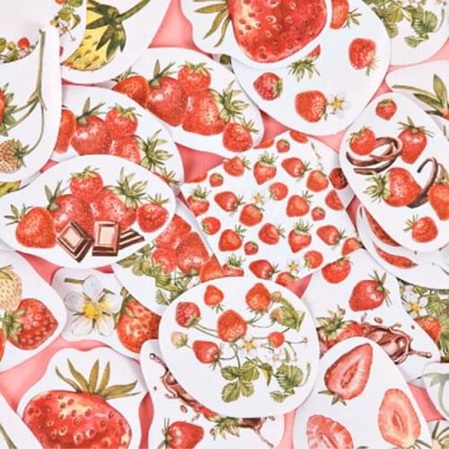 46pcs/box Cute Strawberry Stickers Label Stamp Handmade Adhesive Paper DIY Decor Scrapbooking Diary Notebook Stick Stationery