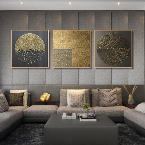 Abstract Golden Luxury Canvas Painting Nordic Wall Art Posters Retro Print Living Room Minimalist Picture Home Design Decor