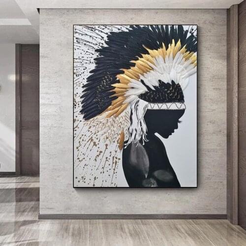 Abstract Graffiti Feather Women Canvas Paintings Wall Art Posters Prints Wall Pictures for Living Room Home Wall Cuadros Decor
