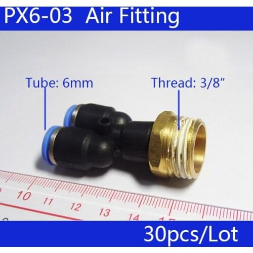 Free shipping HIGH QUALITY 30pcs PX6-03, 6mm-3/8" Threaded Male Y Pneumatic Jointer Connector