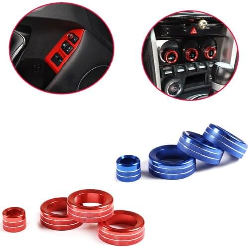 Alloy Car Styling Air Conditioning Adjustment Knob Cover for Subaru BRZ 2017-2020 Red and Blue Car Interior Accessories 3 Pcs