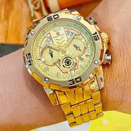 NAVIFORCE Men New Watch Sports Chronograph Date Quartz Wristwatches Top Brand Luxury Gold Military Male Clock Relogio Masculino