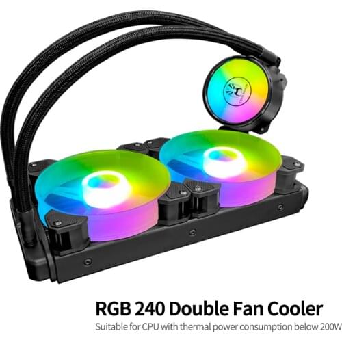 COOL MOON cold moon 240 One-piece PC Case Water Cooler with RGB 120mm Quiet Fans CPU Liquid Radiator for LGA775/115X/AM4/AM3/FM2