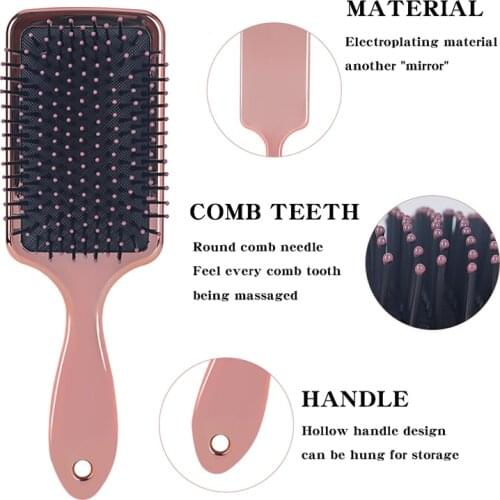 Huiyun Electroplate Hair Brush Air Cushion Mirror-style Combs Detangler Massage Anti Static Tangle Comb Baber Hairdressing Tools